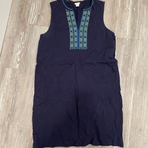 JCrew Navy shift dress with V-Neck collar embroidery - size large